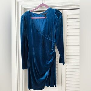 BCBGMaxAzria Teal Velvet Long Sleeve Dress